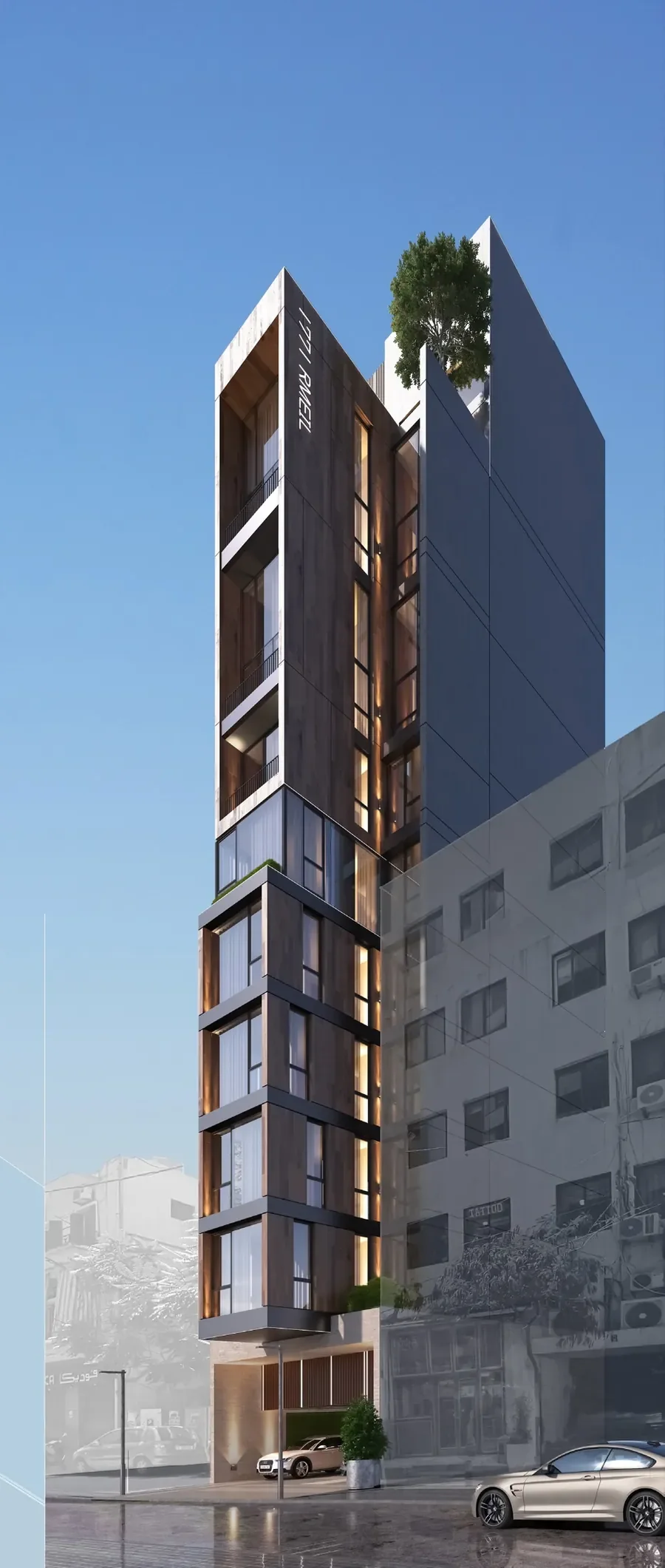 1771 Rmeil — the slender tower rising over its neighbours on Armenia Street